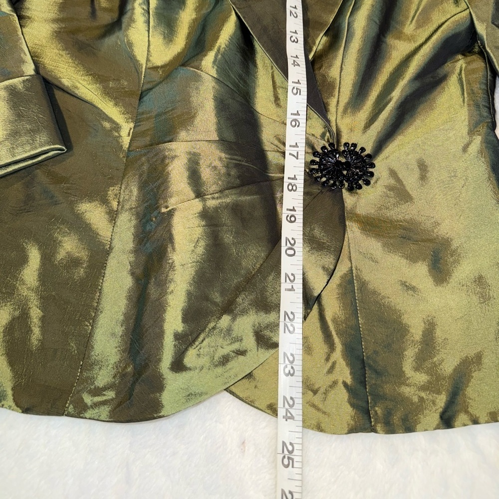 Alex Evenings Shimmering Olive Blazer Size Small - Picture 2 of 8